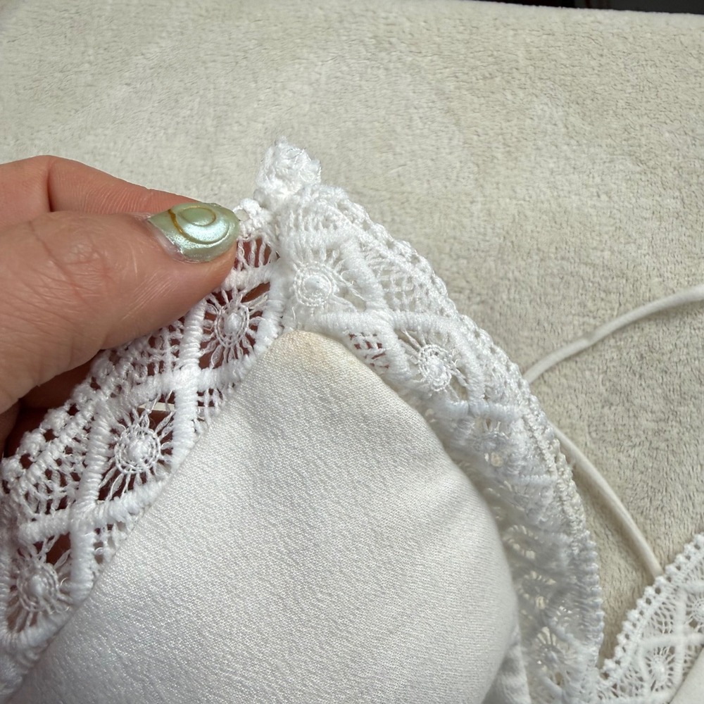 Hello Molly White Crochet Lace Tiered Maxi Dress Boho Sun Dress US 6 Minimalist - Picture 5 of 11